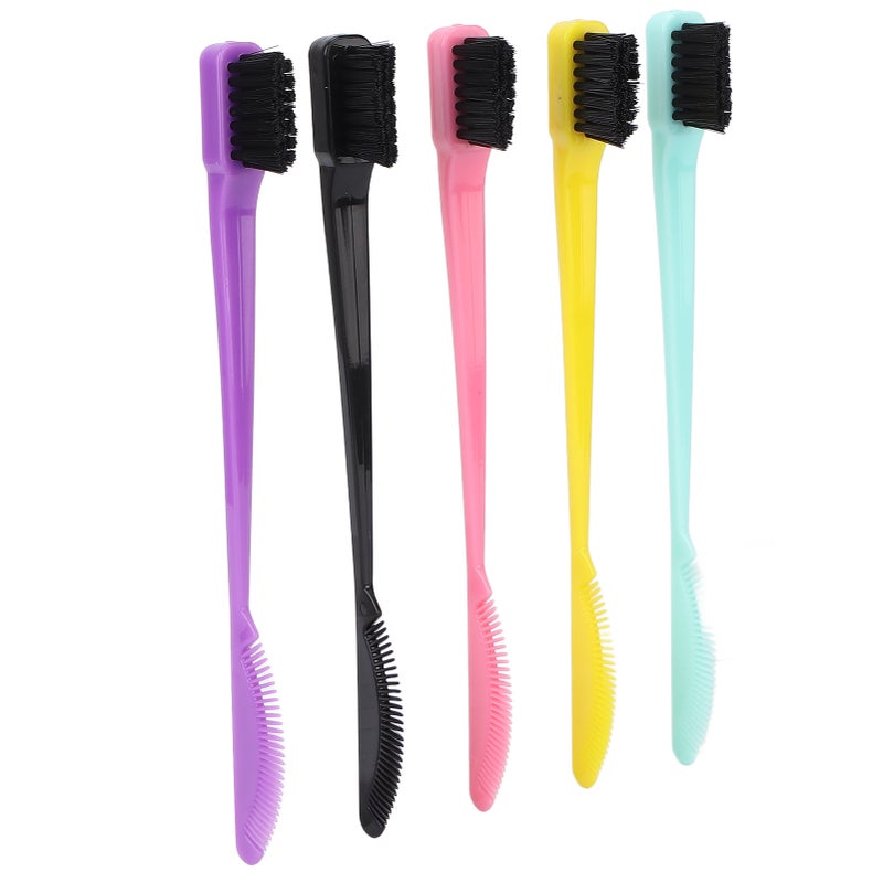 5pcs Dual Edge Brush Comb 2 In 1 Edge Double Sided Control Hair Hairline Eyebrow Brush Comb Makeup Tools - Image 1