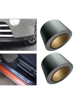 Generic 2Pcs Carbon Fiber Vinyl Tape 2 Inch x 23ft Universal Chrome Black Dry Carbon Fiber Detailing Tapes Overlay Wrap Roll DIY 3D Carbon Car Door Edge Guard Protective Anti Scratch Sticker 5 x 700 CM  - Image 1