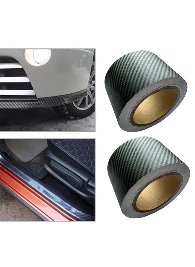 Generic 2Pcs Carbon Fiber Vinyl Tape 2 Inch x 23ft Universal Chrome Black Dry Carbon Fiber Detailing Tapes Overlay Wrap Roll DIY 3D Carbon Car Door Edge Guard Protective Anti Scratch Sticker 5 x 700 CM  - Image 1