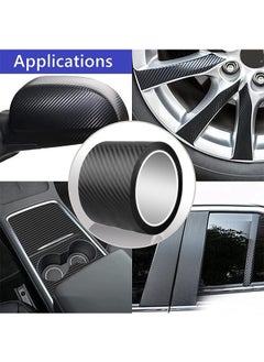 Generic 2Pcs Carbon Fiber Vinyl Tape 2 Inch x 23ft Universal Chrome Black Dry Carbon Fiber Detailing Tapes Overlay Wrap Roll DIY 3D Carbon Car Door Edge Guard Protective Anti Scratch Sticker 5 x 700 CM  - Image 5