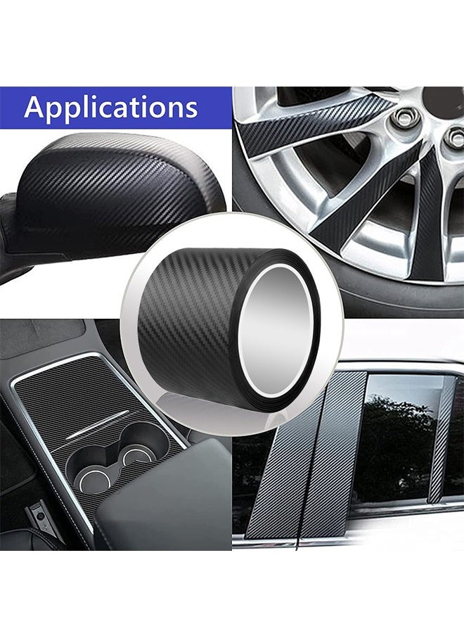 Generic 2Pcs Carbon Fiber Vinyl Tape 2 Inch x 23ft Universal Chrome Black Dry Carbon Fiber Detailing Tapes Overlay Wrap Roll DIY 3D Carbon Car Door Edge Guard Protective Anti Scratch Sticker 5 x 700 CM  - Image 5