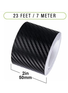 Generic 2Pcs Carbon Fiber Vinyl Tape 2 Inch x 23ft Universal Chrome Black Dry Carbon Fiber Detailing Tapes Overlay Wrap Roll DIY 3D Carbon Car Door Edge Guard Protective Anti Scratch Sticker 5 x 700 CM  - Image 4