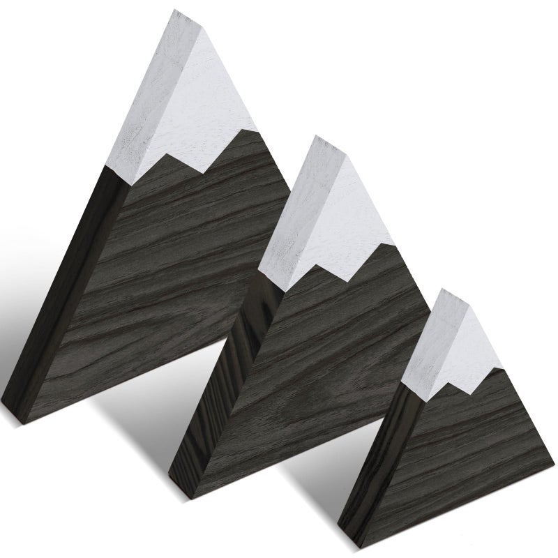 Maitys 3 Pcs 3 Size Mountain Shelf Decor Mountain Wooden Sign Farmhouse Wood Mountain Decor Woodland Nursery Decor Travel Adventure Mountain Table Centerpiece for Home Farmhouse(Black) - Image 1