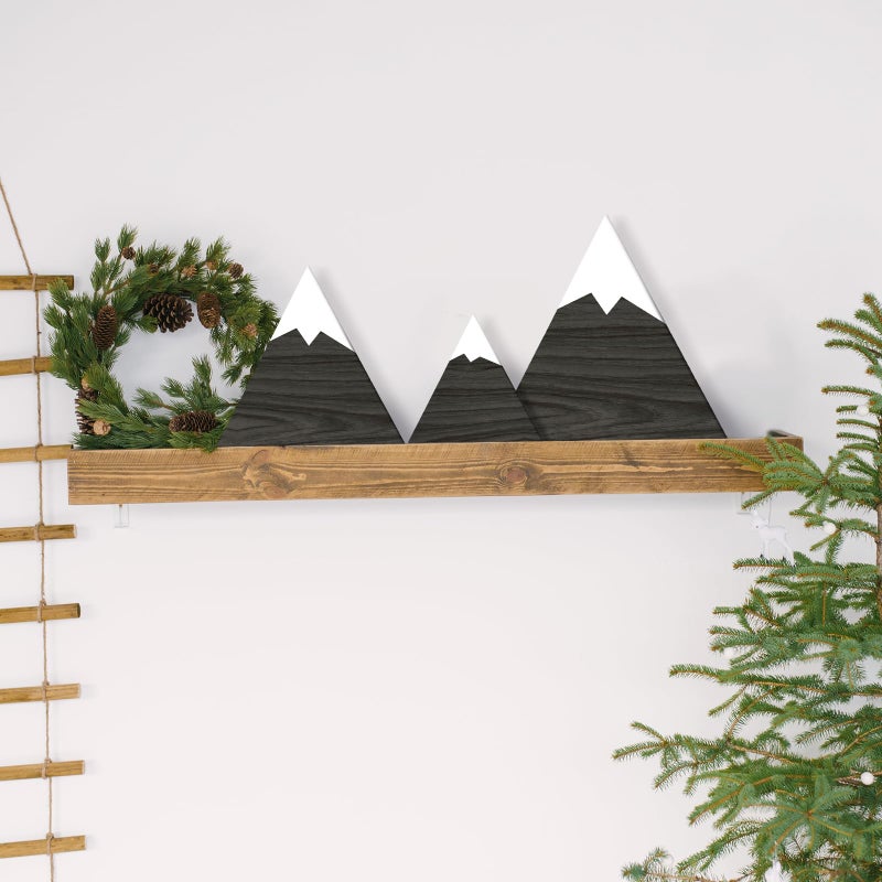 Maitys 3 Pcs 3 Size Mountain Shelf Decor Mountain Wooden Sign Farmhouse Wood Mountain Decor Woodland Nursery Decor Travel Adventure Mountain Table Centerpiece for Home Farmhouse(Black) - Image 5