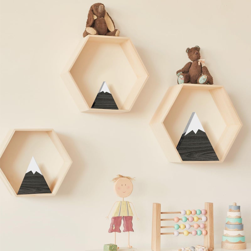 Maitys 3 Pcs 3 Size Mountain Shelf Decor Mountain Wooden Sign Farmhouse Wood Mountain Decor Woodland Nursery Decor Travel Adventure Mountain Table Centerpiece for Home Farmhouse(Black) - Image 4