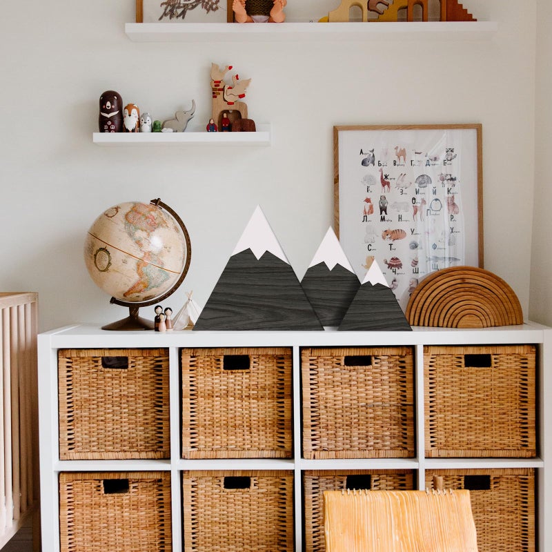 Maitys 3 Pcs 3 Size Mountain Shelf Decor Mountain Wooden Sign Farmhouse Wood Mountain Decor Woodland Nursery Decor Travel Adventure Mountain Table Centerpiece for Home Farmhouse(Black) - Image 2