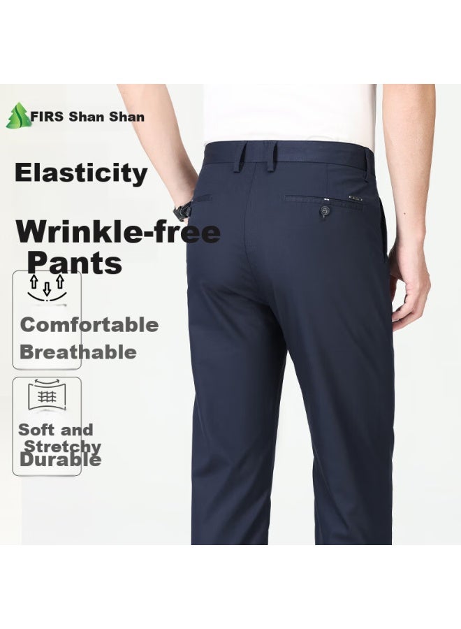 Shanshan Elastic Wrinkle-free Men's Casual Pants Summer Atmosphere Straight Wide-leg Blue 34
