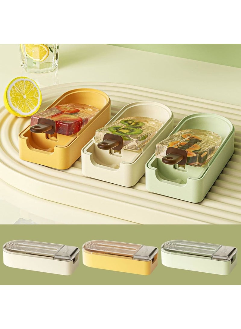 SOLARAE Ice Cream Model, 3 PC Homemade Ice Block Cheese Stick, Ice Cream Stick, Reusable DIY Normal Shape Ice Cream Molds, Lollipop and Ice Cream Mould, Non-Stick Ice Cube Trays (3 Colors) - Image 1