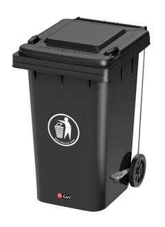 Plastic Garbage Bin 120 Litre with wheel and pedal - Heavy Duty Kitchen DustBin Outdoor Recycle Trash Can Large Industrial Waste bin Trash bin (Black)