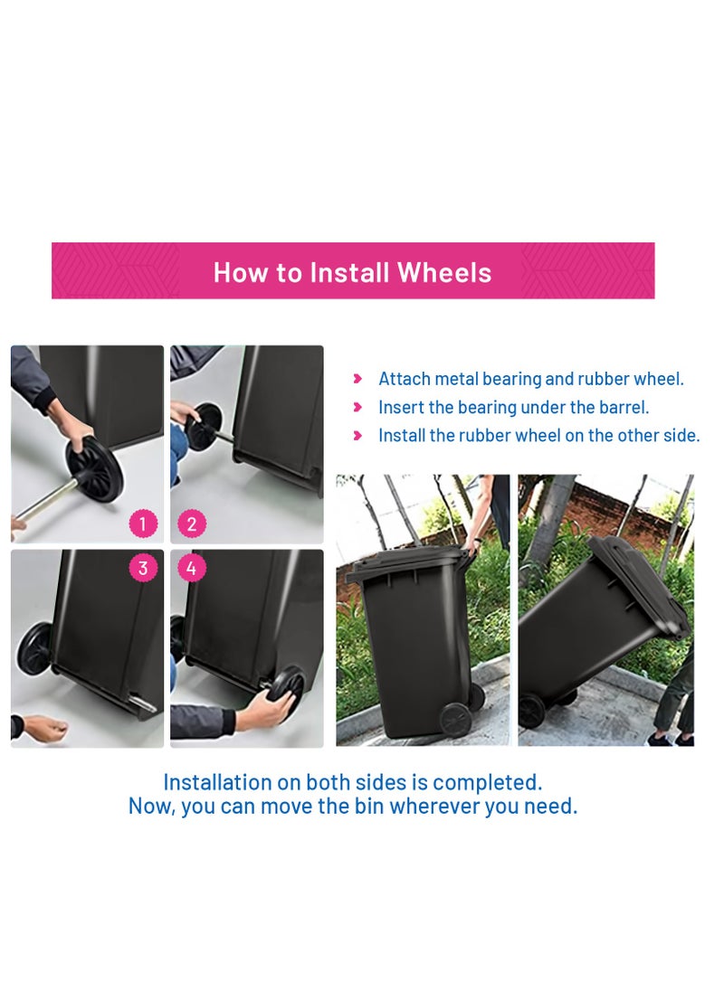 Hi Care - Plastic Garbage Bin 120 Litre with wheel and pedal - Heavy Duty Kitchen DustBin Outdoor Recycle Trash Can Large Industrial Waste bin Trash bin (Black) - Image 1