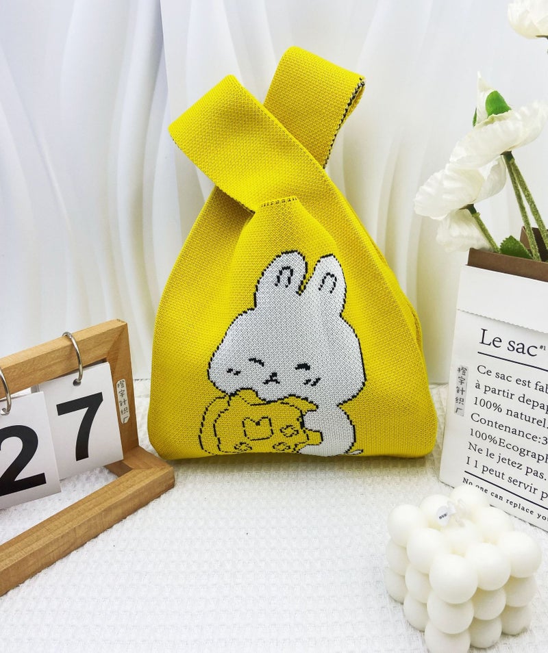 Knitted Handbag Women'S Fashionable All-Match Go-To-Work Small Bag Lunch Bag Lunch Box Bag For Walking - Image 1