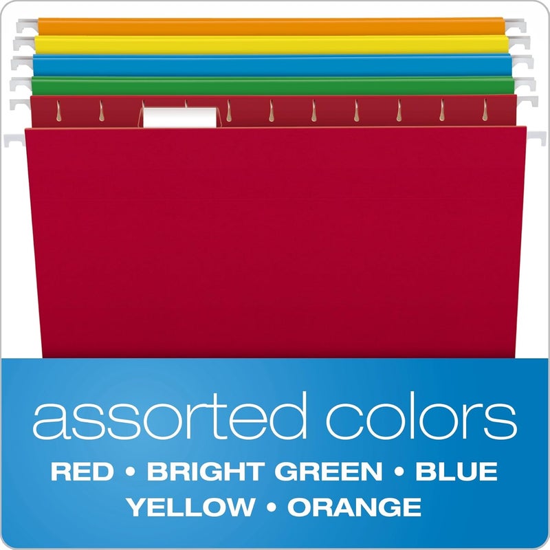 Pendaflex Hanging File Folders, Letter Size, Assorted Colors, 1/5-Cut Adjustable Tabs, 25 Per Box (81663) - Image 3