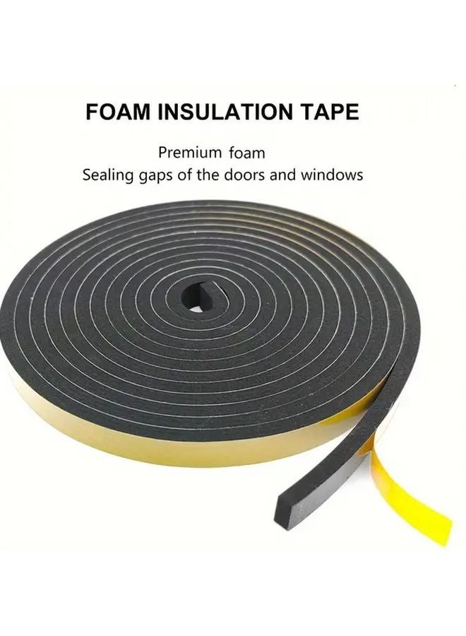 Black Foam Weather Stripping Tape 1.2cm x 0.6cm x 3m Windproof Acoustic Insulation - Image 4