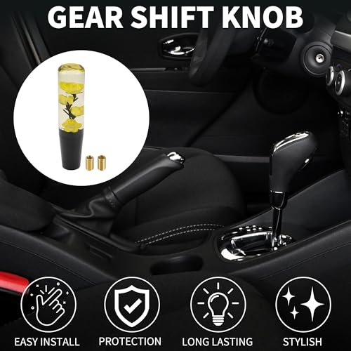 TUCKBOLD Car Shift Knob 20cm Front Shift Lever Knob Universal for Automatic and Manual Vehicle Acrylic Yellow with 2 Adapter 1 Set - Image 3