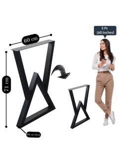 Cartvilla CARTVILLA Metal Table Legs DIY Furniture Legs Black Dining Table Leg Cast Iron Legs Computer Desk Legs Office Desk Legs Set of 2 Triangle Shape  - Image 3