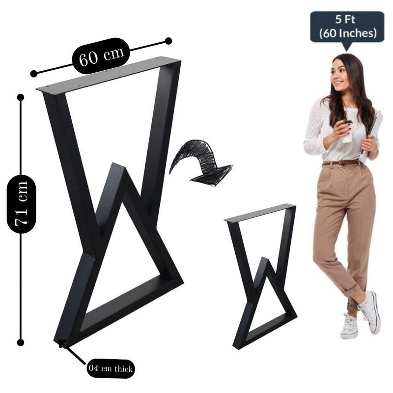 Cartvilla CARTVILLA Metal Table Legs DIY Furniture Legs Black Dining Table Leg Cast Iron Legs Computer Desk Legs Office Desk Legs Set of 2 Triangle Shape - Image 3