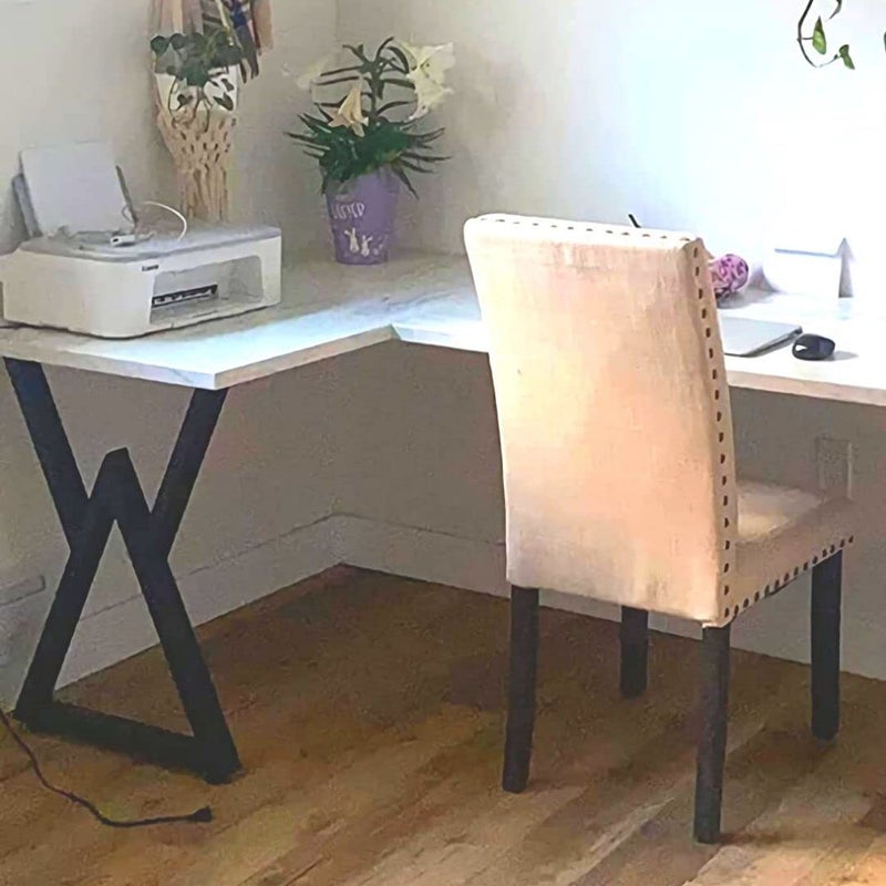 Cartvilla CARTVILLA Metal Table Legs DIY Furniture Legs Black Dining Table Leg Cast Iron Legs Computer Desk Legs Office Desk Legs Set of 2 Triangle Shape - Image 4