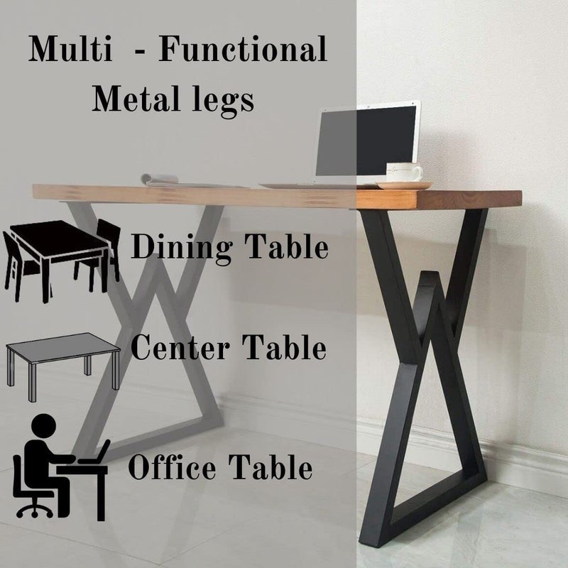 Cartvilla CARTVILLA Metal Table Legs DIY Furniture Legs Black Dining Table Leg Cast Iron Legs Computer Desk Legs Office Desk Legs Set of 2 Triangle Shape - Image 5