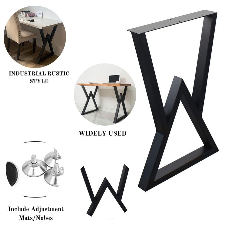 Cartvilla CARTVILLA Metal Table Legs DIY Furniture Legs Black Dining Table Leg Cast Iron Legs Computer Desk Legs Office Desk Legs Set of 2 Triangle Shape - Image 2