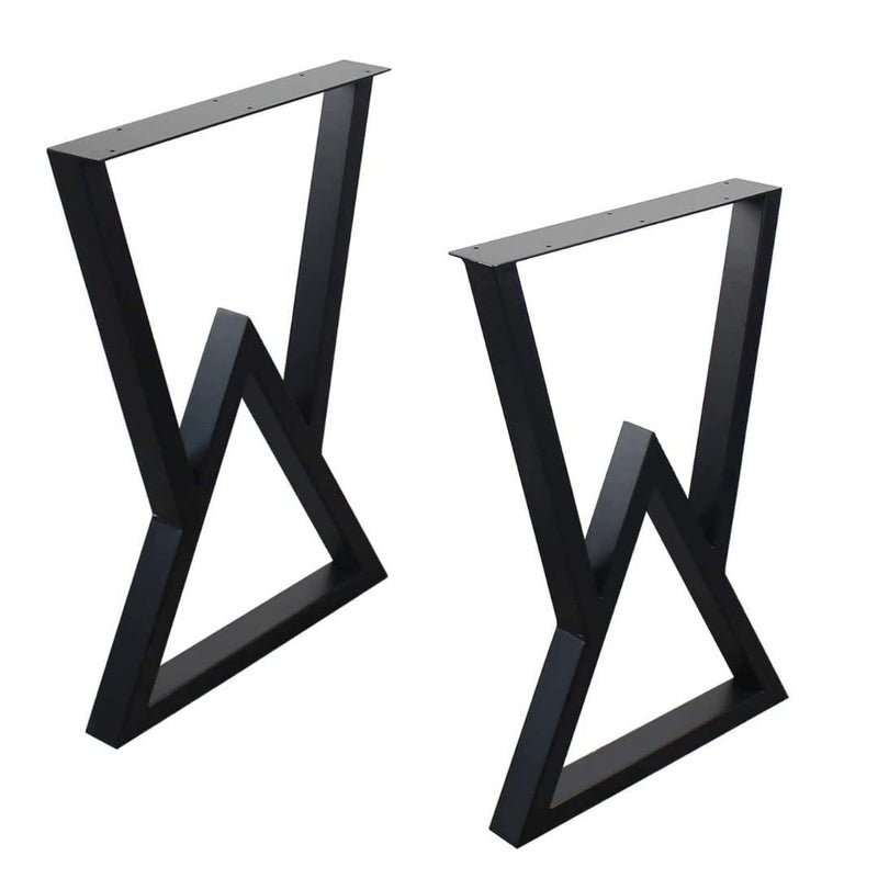 Cartvilla CARTVILLA Metal Table Legs DIY Furniture Legs Black Dining Table Leg Cast Iron Legs Computer Desk Legs Office Desk Legs Set of 2 Triangle Shape - Image 1