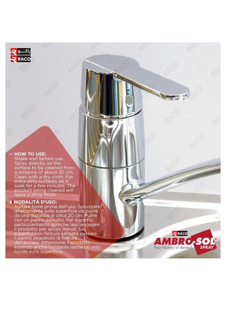 RACO Ambro-Sol Stainless Steel Polish Cleaner 600ml with Microfiber Cloth Included - Image 2