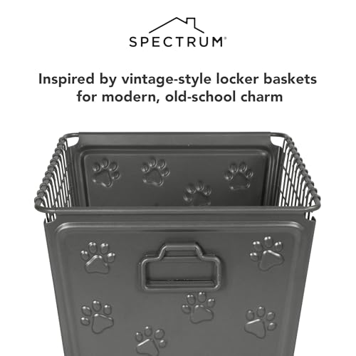 Spectrum Diversified Paws Macklin Basket Steel Bin with Cute Pawprint Design, Pet Accessory Rust-Resistant Finish, Cat & Dog Toy Organization & Storage, Medium, Industrial Gray - Image 3