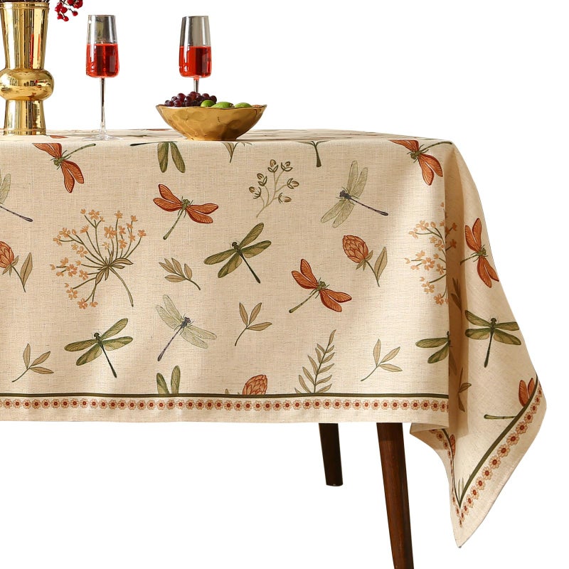 ISAENNE Designer Floral Linen Small Square Tablecloth,French Off White Elegant Table Cloth,Washable Home Decor Tablecloths for Dining Thanksgiving Kitchen Christmas Party,55"*55"-Grace B - Image 1