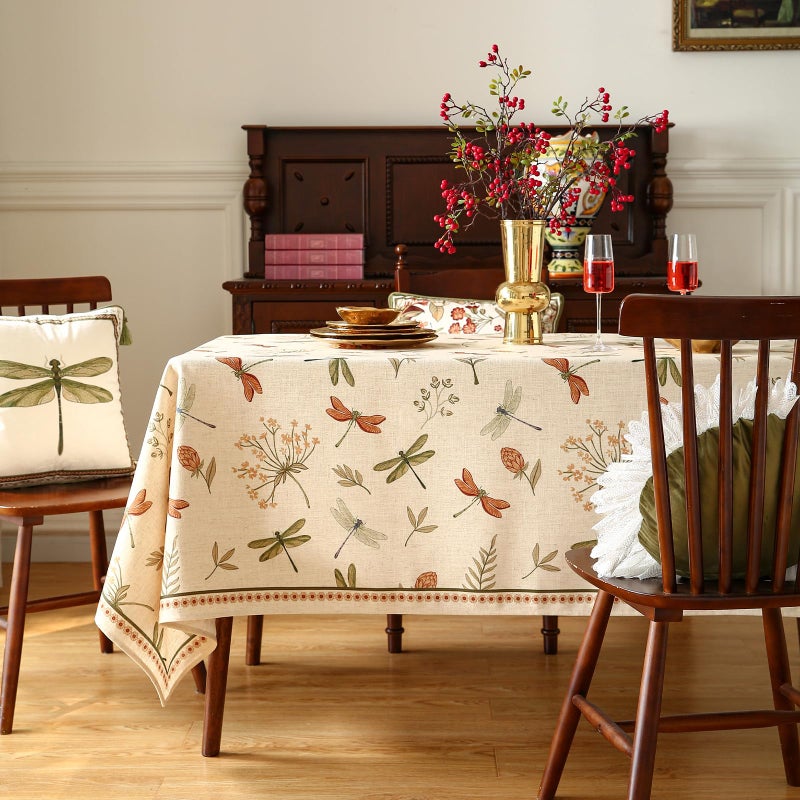 ISAENNE Designer Floral Linen Small Square Tablecloth,French Off White Elegant Table Cloth,Washable Home Decor Tablecloths for Dining Thanksgiving Kitchen Christmas Party,55"*55"-Grace B - Image 2