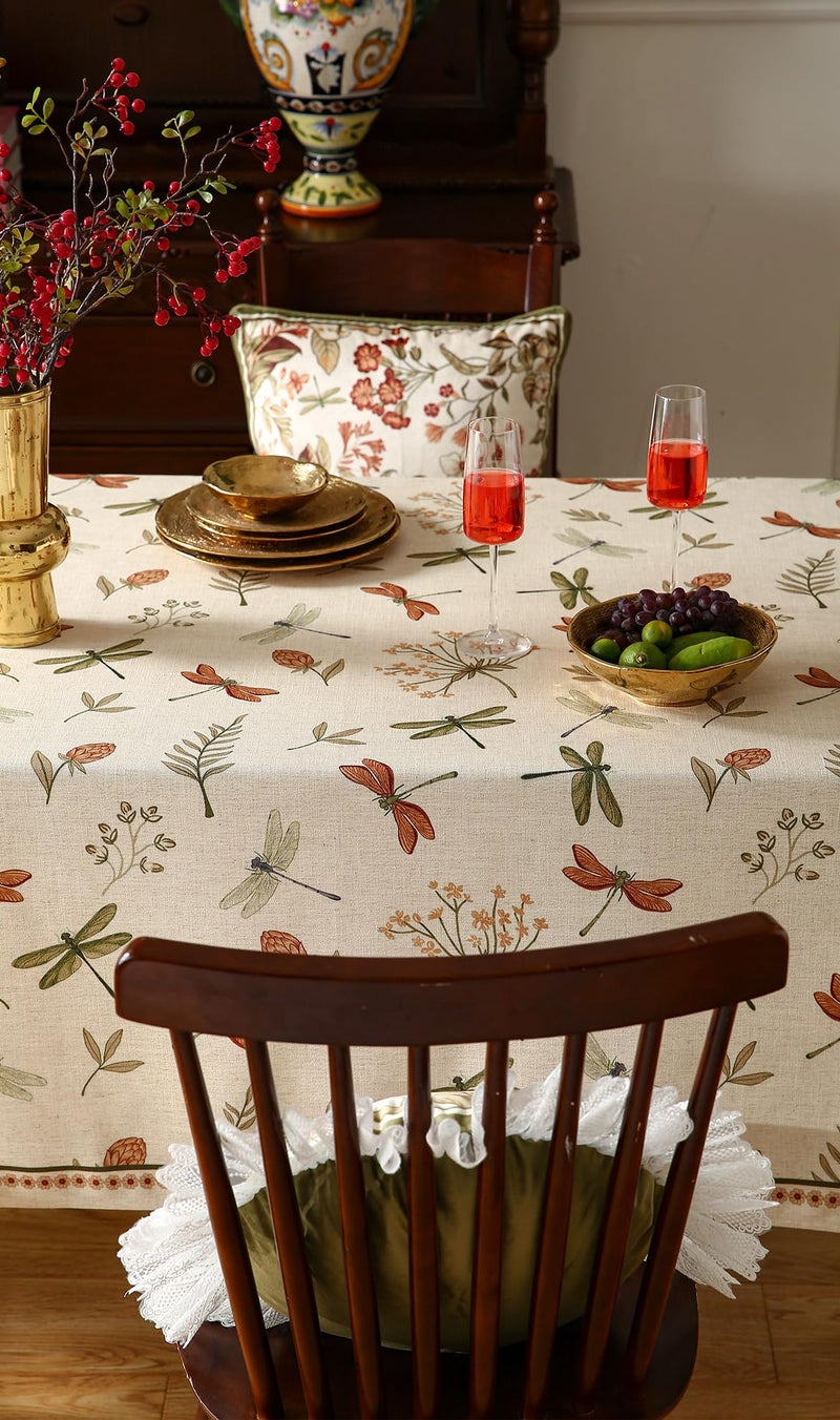 ISAENNE Designer Floral Linen Small Square Tablecloth,French Off White Elegant Table Cloth,Washable Home Decor Tablecloths for Dining Thanksgiving Kitchen Christmas Party,55"*55"-Grace B - Image 4