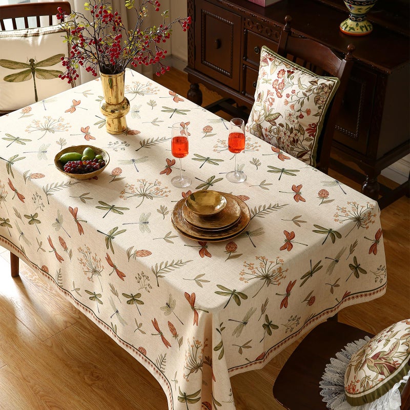 ISAENNE Designer Floral Linen Small Square Tablecloth,French Off White Elegant Table Cloth,Washable Home Decor Tablecloths for Dining Thanksgiving Kitchen Christmas Party,55"*55"-Grace B - Image 3