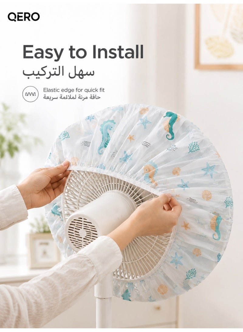 QERO Washable Fan Cover Guard for 16-20 Inch Fans, Dustproof Safety Mesh Net for Pedestal and Table Fans, Foldable Reusable Protector - Image 2