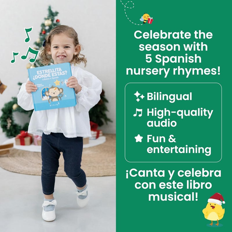 Binibi Store Spanish Musical Book for Toddlers 1-3 Estrellita ¿Dónde Estás? & Other Nursery Rhymes | Spanish Learning for Kids | Bilingual Children's Sound Book | Libro en español para bebés - Image 4