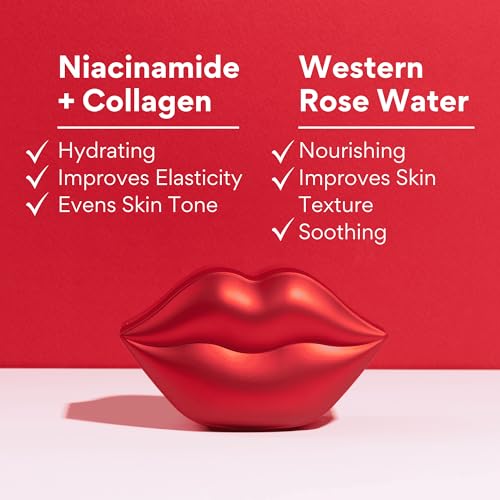 KOCOSTAR Rose Collagen Hydrogel Lip Mask with Niacinamide, Multi Functional Hydrating Lip Care for Dry and Chapped Lips, Hypoallergenic and Paraben Free, Korean Skincare (20 Count) - Image 4