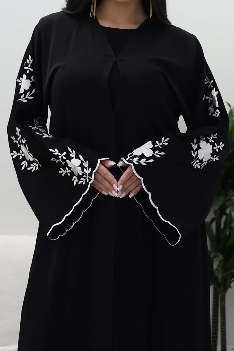 NUKHBAA Black Blossom Abaya-768