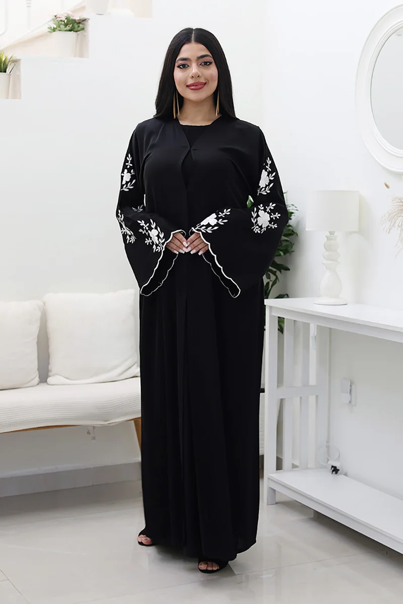 NUKHBAA Black Blossom Abaya-768