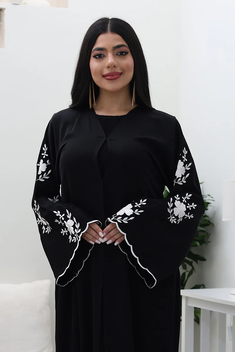 NUKHBAA Black Blossom Abaya-768
