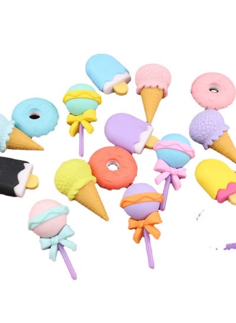 Huitich Cute Dessert-Themed Eraser Set for Kids – 4-Piece Donuts, Ice Cream & Lollipops Pack Of 1 - Image 3