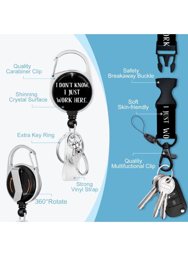 LEBOCADO Retractable Badge Holder Set With Detachable Lanyard And Funny Slid-Open ID Card Case - Heavy-Duty "I Don't Know I Just Work Here" Printed Pass Holder For Office Workers, Nurses And Teachers - Image 4