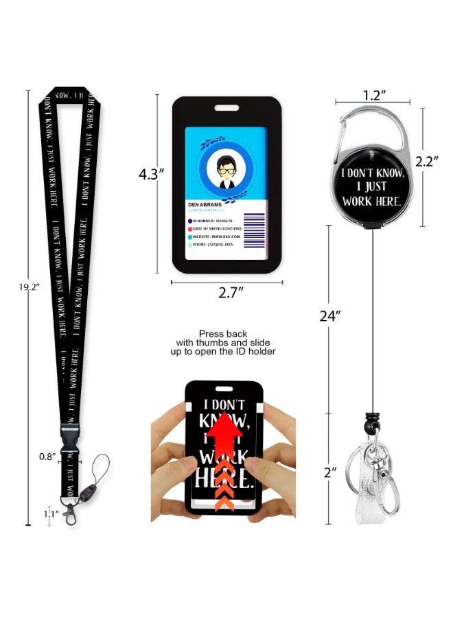 LEBOCADO Retractable Badge Holder Set With Detachable Lanyard And Funny Slid-Open ID Card Case - Heavy-Duty "I Don't Know I Just Work Here" Printed Pass Holder For Office Workers, Nurses And Teachers - Image 5