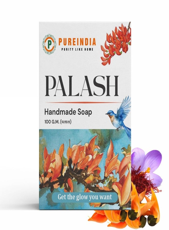 PureIndia Palash Soap -100gm x 2, Parabean Free Made with Natural Palash & kesar,Herbal Body Face Bathing Soaps for All Skin Types Men and Women,Vitamin C & Kesuda Bath Soap ,Natural cleansing, antibacterial properties, skin brightening, and moisturizing.Skin Brightening and Tone Improvement, Removes Acne-Pimple & Dark Spot. By-PUREINDIA. - Image 1