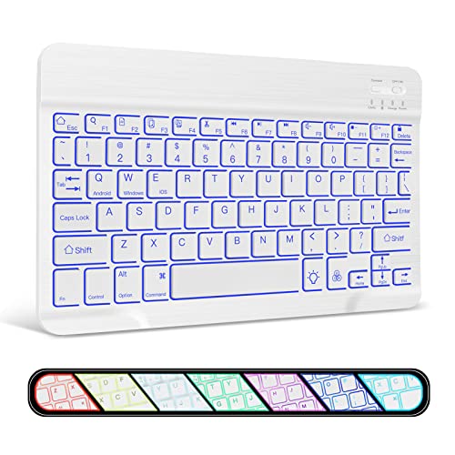XIWMIX Ultra-Slim Wireless Bluetooth Keyboard - 7 Colors Backlit Universal Rechargeable Keyboard Compatible with iPad Pro/iPad Air/iPad 9.7/iPad 10.2/iPad mini and Other iOS Android Windows Devices - Image 1