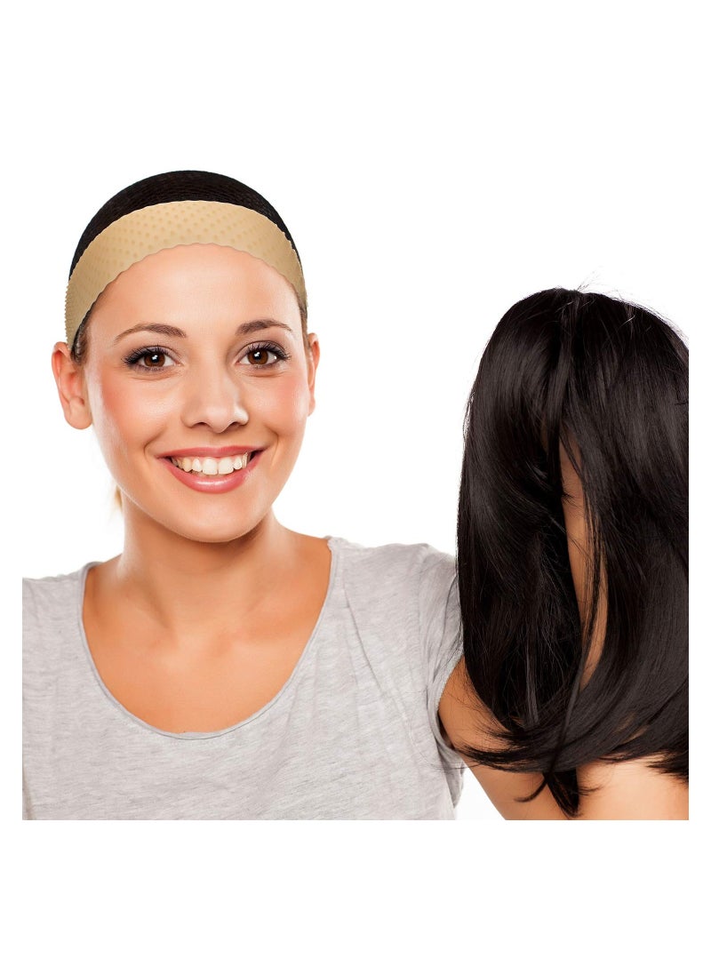 Generic - 2 Pieces Silicone Grip Wig Band Adjustable Silicone Wig Headband Fix Non Slip Wig Bands Seamless Wig Band Wig Grip Band Strong Holder for Men Women Sports Yoga (Light Brown) - Image 1