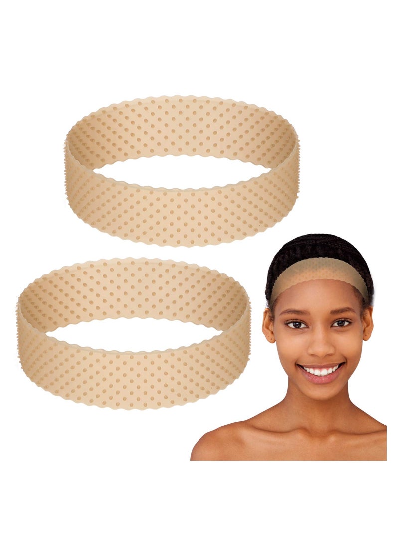 Generic - 2 Pieces Silicone Grip Wig Band Adjustable Silicone Wig Headband Fix Non Slip Wig Bands Seamless Wig Band Wig Grip Band Strong Holder for Men Women Sports Yoga (Light Brown) - Image 1