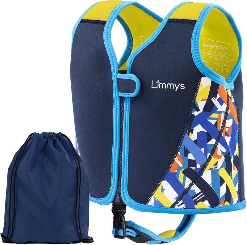 Limmys Premium Kids Swim Vest - Toddler Swim Jacket and Buoyancy Swimming Aid - Modern Design Swimming Vest for Boys, Girls and Babies - Drawstring Bag Included - Image 1