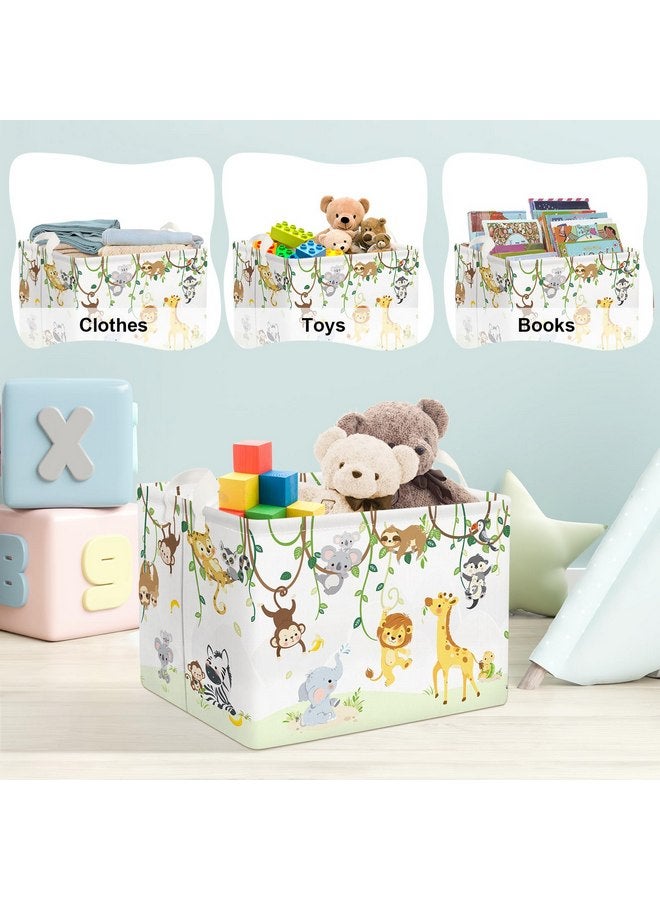 سلة تخزين كتب الحيوانات من Clastyle Vine Woodland، صندوق هدايا للأطفال الصغار، منظم صندوق ألعاب، ديكور غرفة الأطفال، مستطيل الشكل، فيل، زرافة، أسد - Image 5