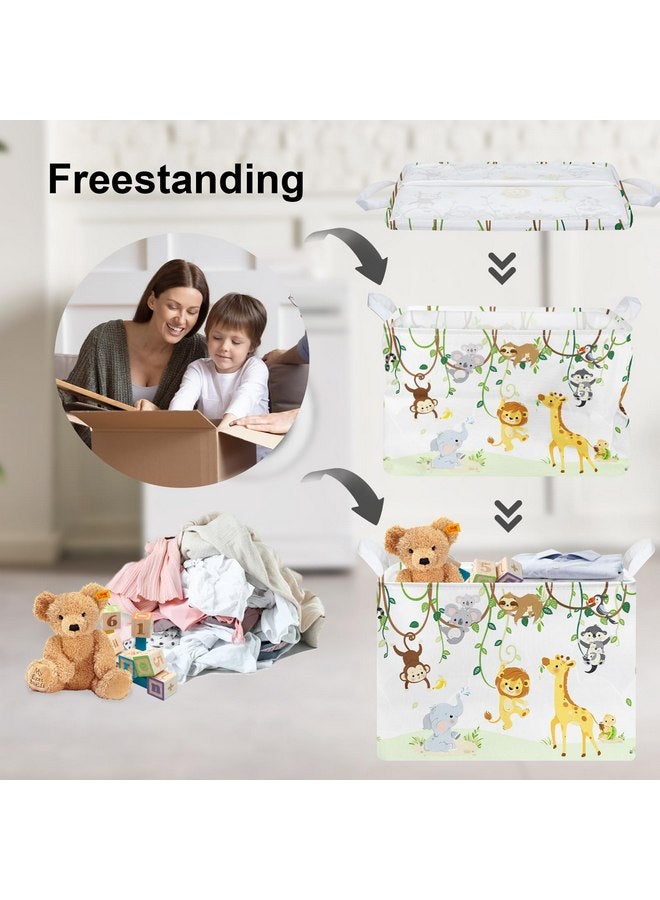 سلة تخزين كتب الحيوانات من Clastyle Vine Woodland، صندوق هدايا للأطفال الصغار، منظم صندوق ألعاب، ديكور غرفة الأطفال، مستطيل الشكل، فيل، زرافة، أسد - Image 3