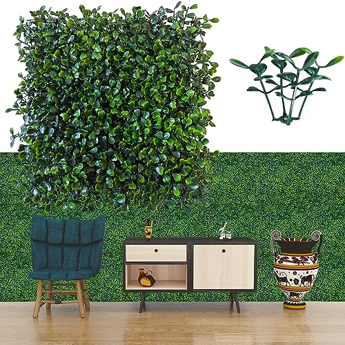 ODTORY Artificial Grass Wall Panel Backdrop10 X 10 in 24P168 sqft UVAnti Greenery Boxwood Panels for Indoor Outdoor Green Wall Decor  Ivy Fence Covering Privacy