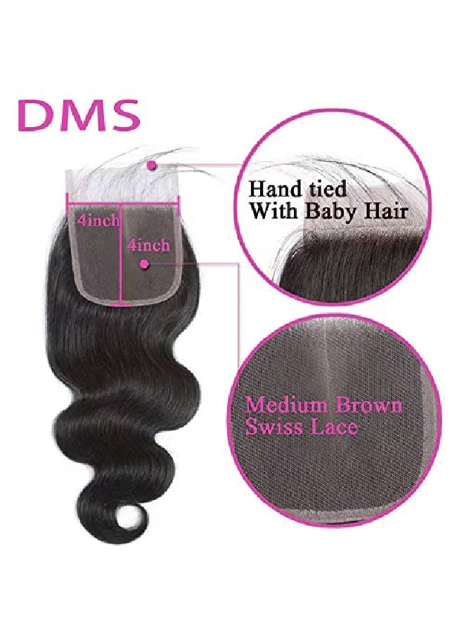 DMS Body Wave Closure Human Hair Lace Closure 4X4 Free Part Lace Closure 12A Brazilian Virgin Human Hair Top Swiss Lace Closure (8Inch) - Image 4
