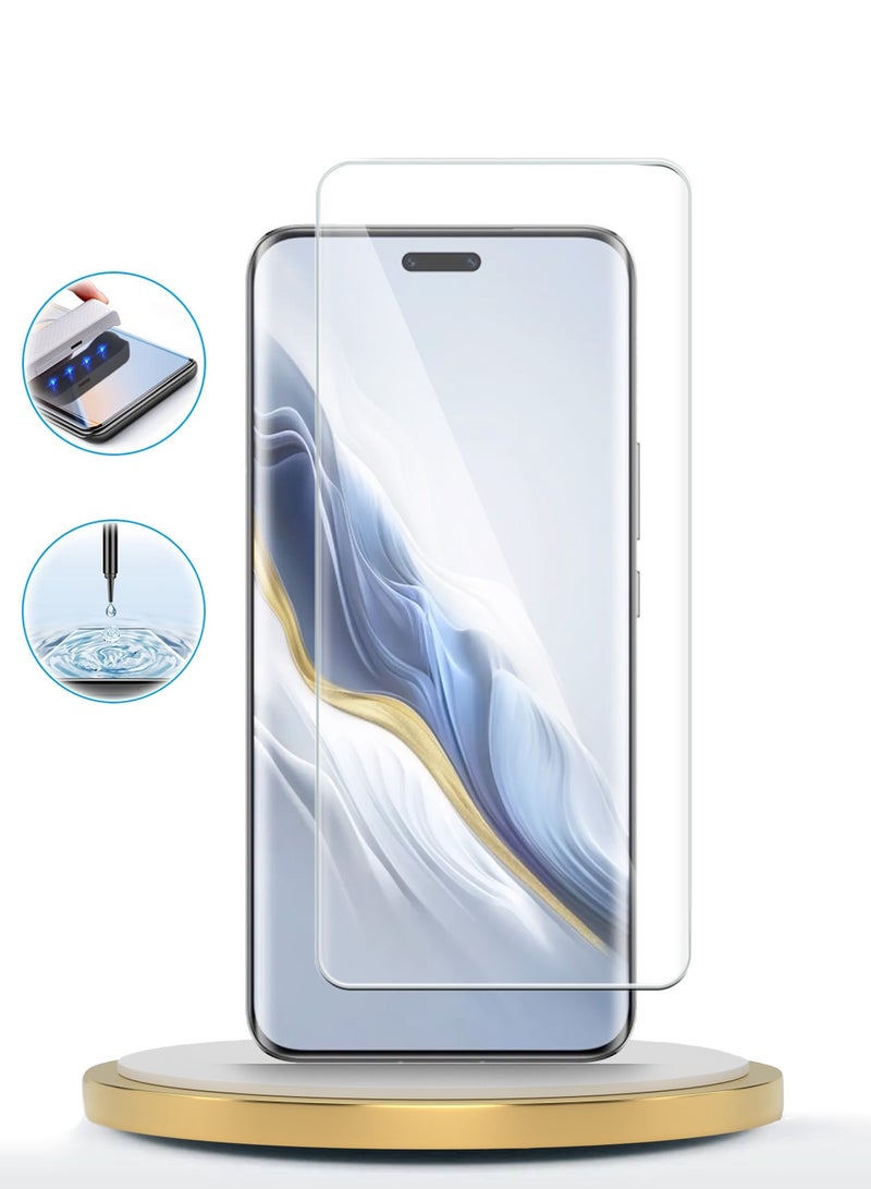 Wtech Honor Magic6 Pro 5G 2024 Premium Curved Edges UV Full Glue Full Cover Tempered Glass Screen Protector (MSGUCN) - Clear  - Image 5