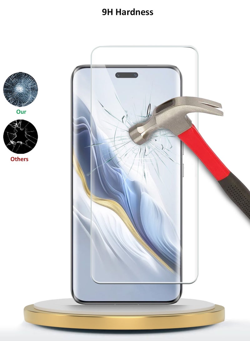 Wtech Honor Magic6 Pro 5G 2024 Premium Curved Edges UV Full Glue Full Cover Tempered Glass Screen Protector (MSGUCN) - Clear  - Image 3